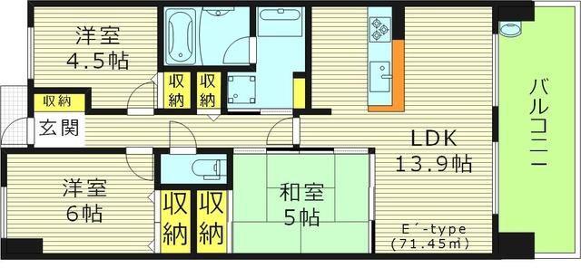 レジディア都島Ⅰ(3LDK/13階)の間取り写真