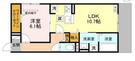 NOBLE TERRACE中山手(1LDK/1階)の間取り写真