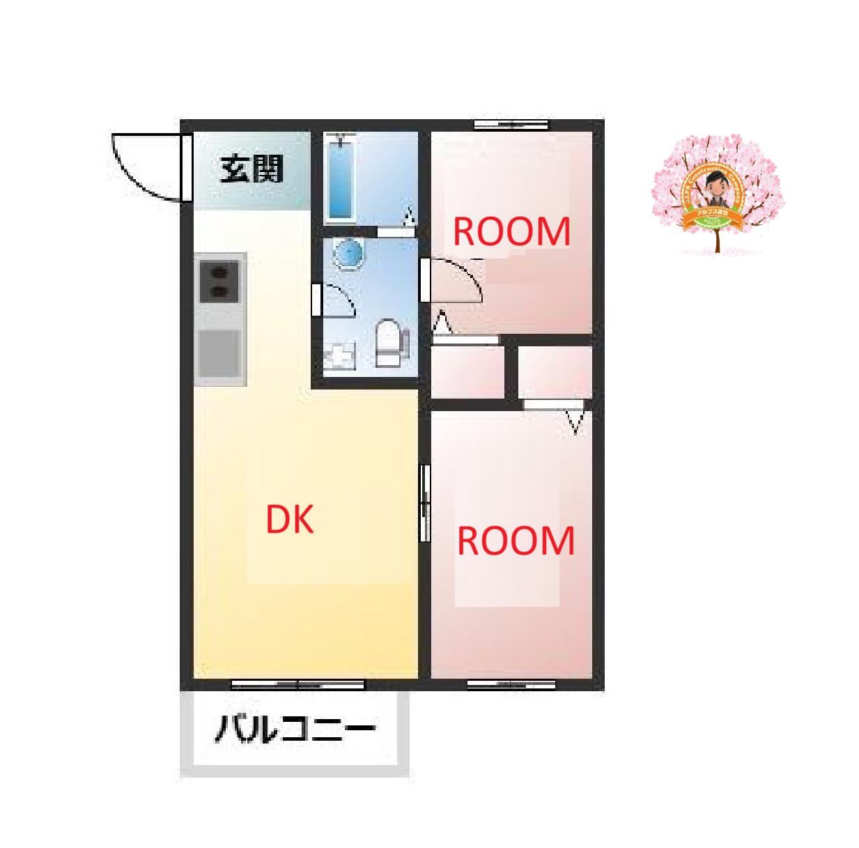 グラン六ツ川(2DK/2階)の間取り写真