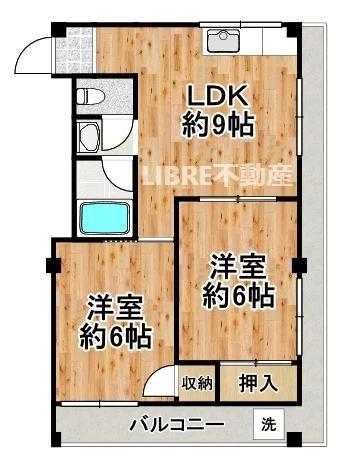 谷口ハイツ(2LDK/4階)の間取り写真