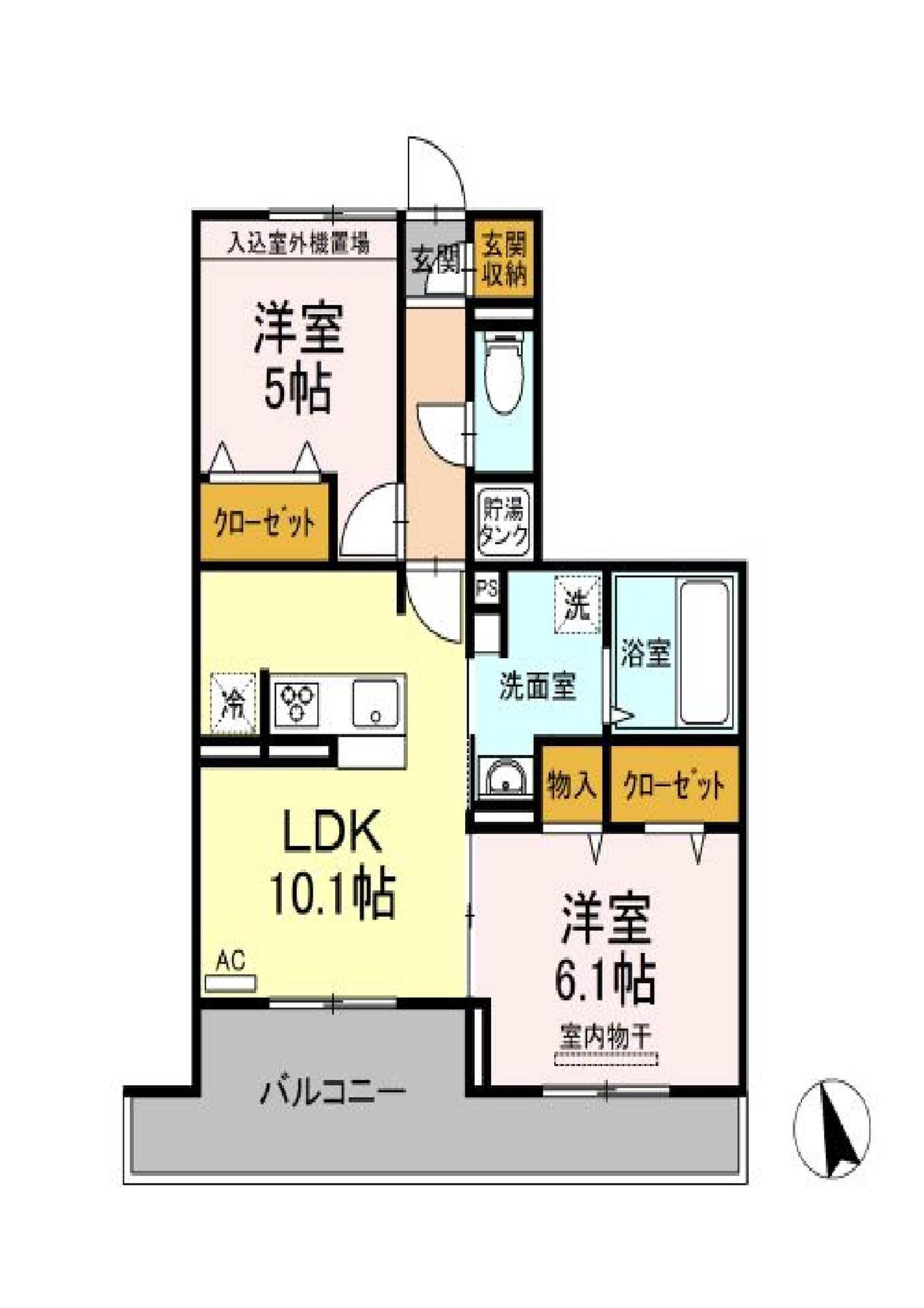 サザンヒルズ(2LDK/3階)の間取り写真