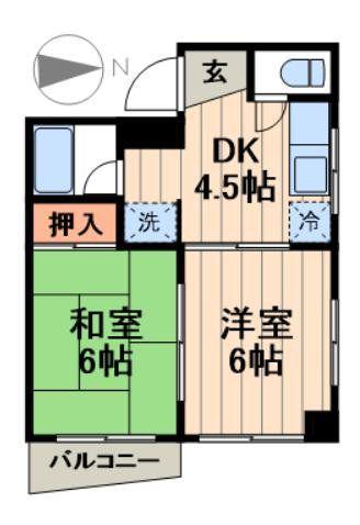 コーセーハイツ(2DK/3階)の間取り写真