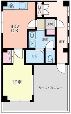 ダイヤモンドビル新浅草(1DK/4階)の間取り写真