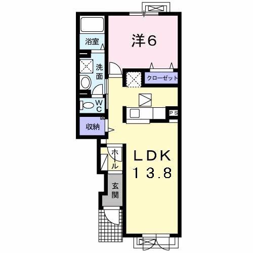 テール・ベレピ(1LDK/1階)の間取り写真