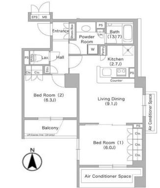 コンフォリア文京春日(2LDK/3階)の間取り写真