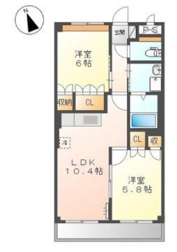 ラピュタ(2LDK/2階)の間取り写真