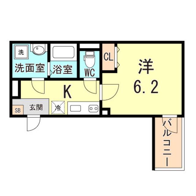 ALEGRIA尼崎西(1K/1階)の間取り写真