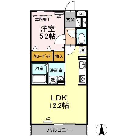 コルノリザイア(1LDK/2階)の間取り写真