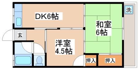 正本アパート(2DK/1階)の間取り写真