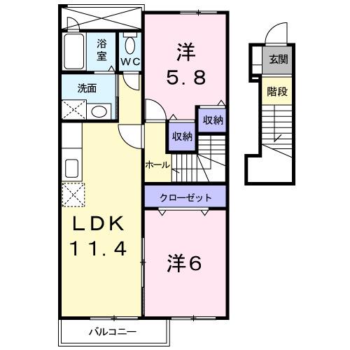 福島コーポラスIV(2LDK/2階)の間取り写真