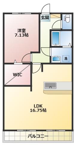 デュランタ愛野(1LDK/4階)の間取り写真
