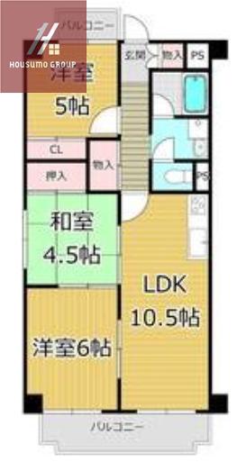 オリエントマンション(3LDK/2階)の間取り写真