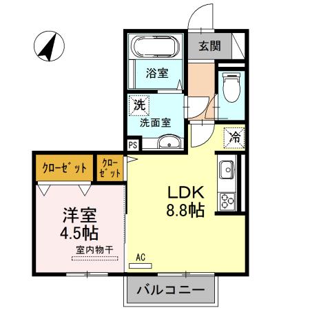 ソフィアこまち(1LDK/2階)の間取り写真