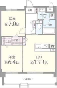 セレステ ユノ 大門(2LDK/2階)の間取り写真