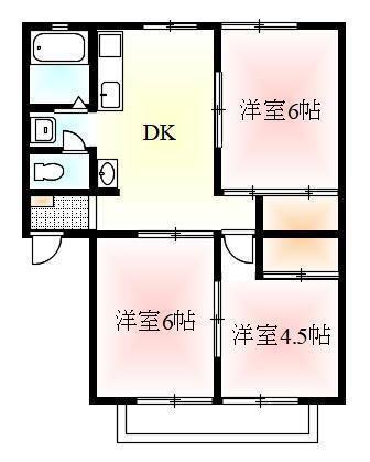 小倉ハイツ A棟(3DK/2階)の間取り写真