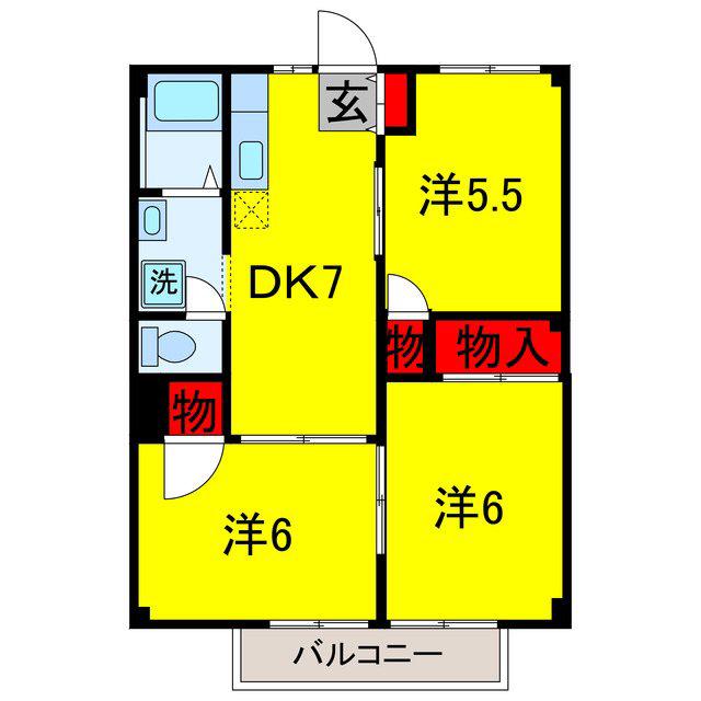 パンプハウス(3DK/2階)の間取り写真