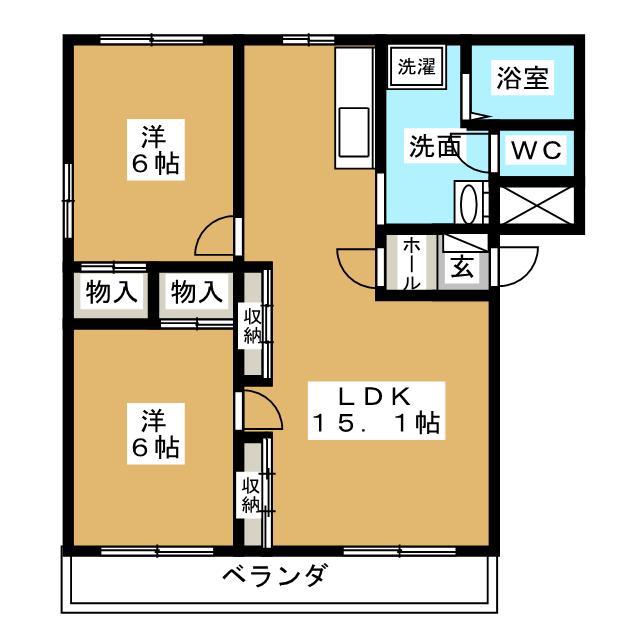 ヒーローマンションアサヒ(2LDK/2階)の間取り写真