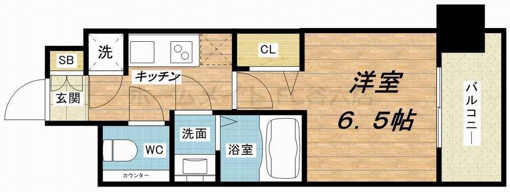 レジュールアッシュ京橋CROSSII(1K/3階)の間取り写真