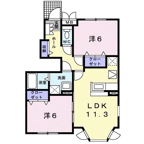 カームリーヒル(2LDK/1階)の間取り写真