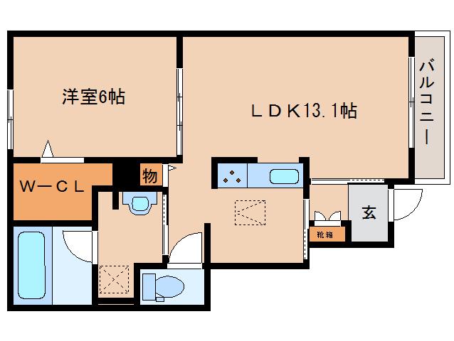 エアリー大和高田(1LDK/1階)の間取り写真