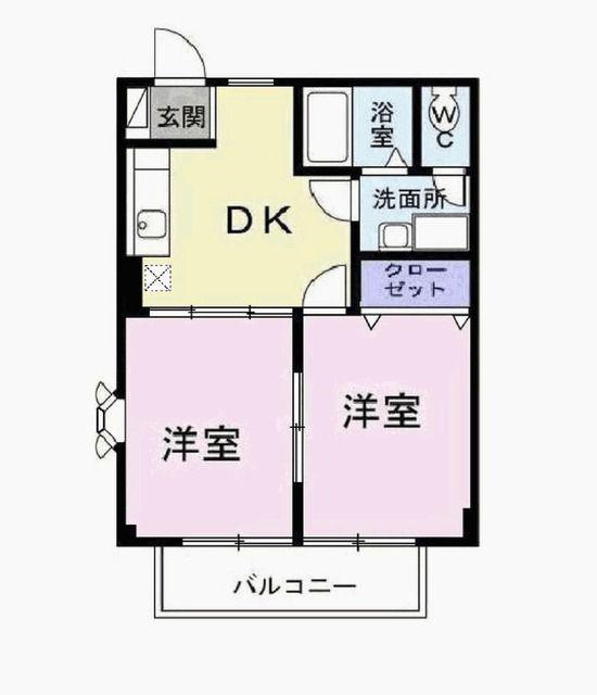 ライツェント(2DK/1階)の間取り写真