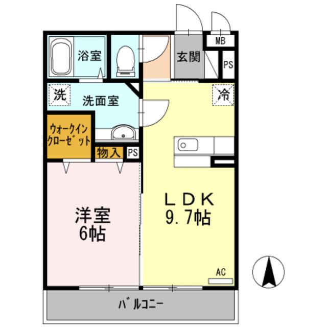 鳥羽リョウコウ(1LDK/1階)の間取り写真