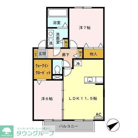 フローラ(2LDK/2階)の間取り写真