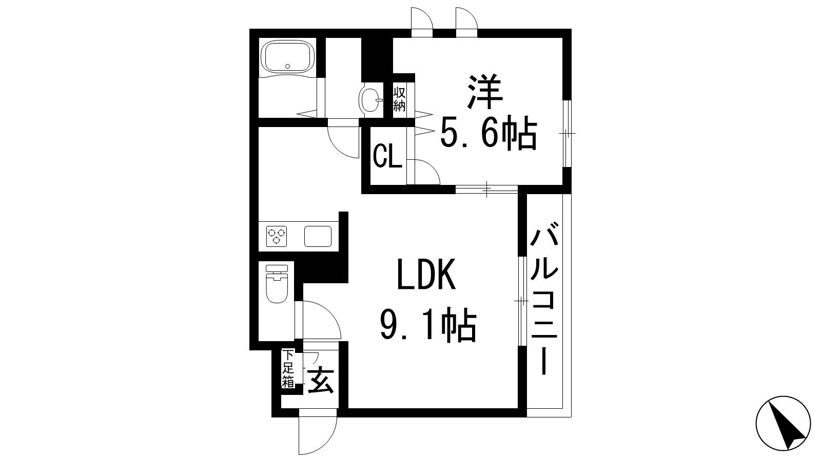 シャーメゾン池田旭丘 ウエスト(2LDK/2階)の間取り写真