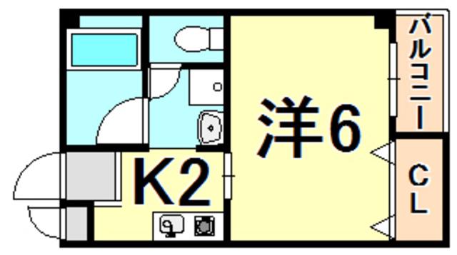 フォルム浦風町(1K/2階)の間取り写真