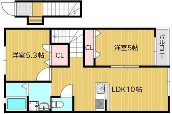 CALM福田(2LDK/2階)の間取り写真