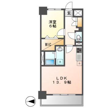 スプリームヒルズ鶴舞(1LDK/9階)の間取り写真