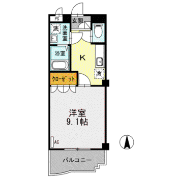DEARCOURT(1K/2階)の間取り写真