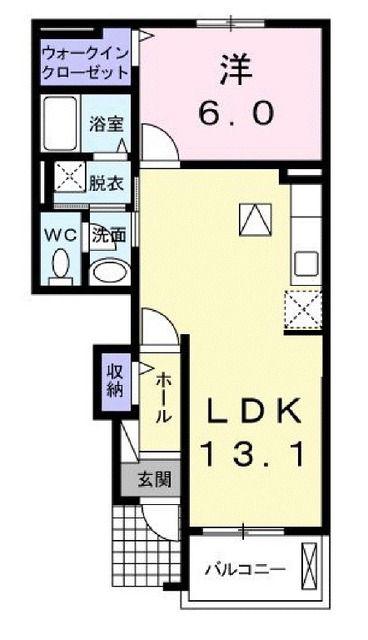 プリート スイーテ(1LDK/1階)の間取り写真