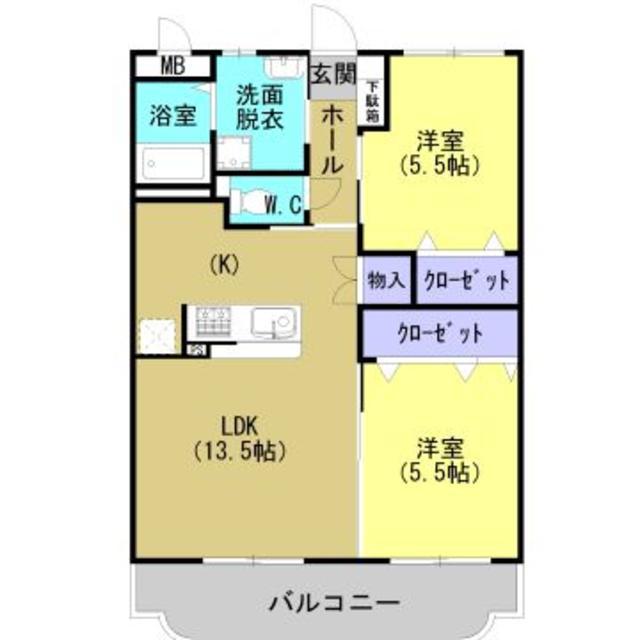 ラディーチェ(2LDK/2階)の間取り写真