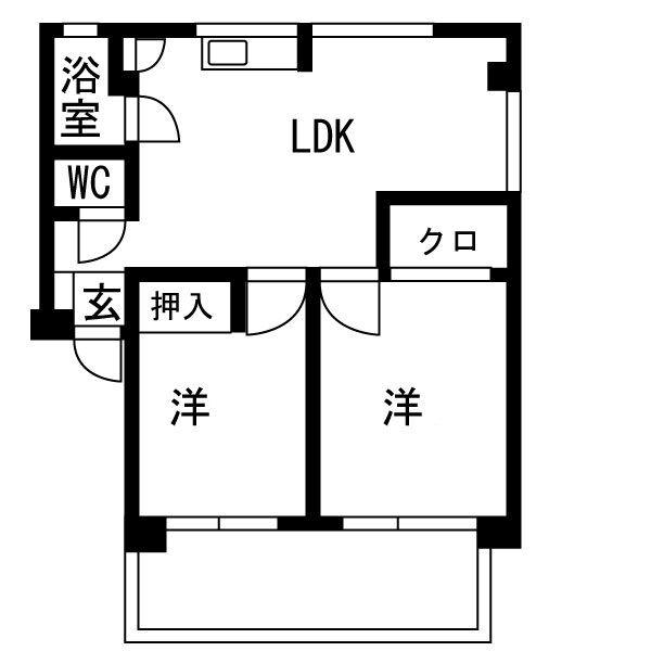 南マンション(2LDK/2階)の間取り写真