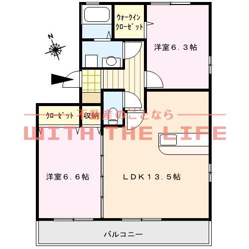 ビューアゼリア(2LDK/2階)の間取り写真