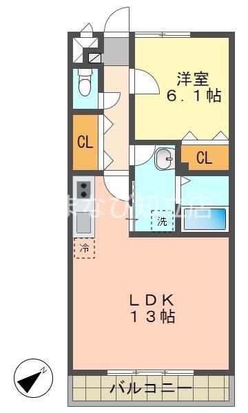 アンプルール リーブル 悠II(1LDK/2階)の間取り写真