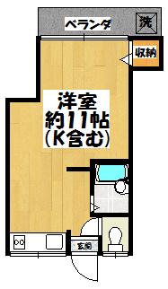 つくし荘(ワンルーム/2階)の間取り写真