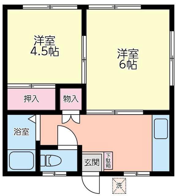 コスモハウス(2K/2階)の間取り写真