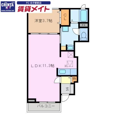 ハピネス・フジ(1LDK/1階)の間取り写真