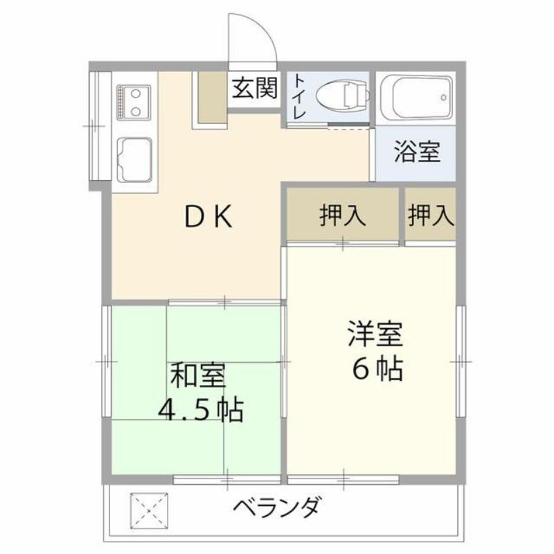 エステートヴィラふじみ野(2DK/1階)の間取り写真