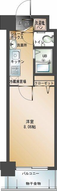 エンクレスト赤坂壱番館(1K/8階)の間取り写真