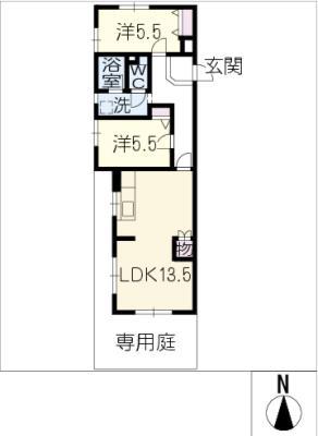 アーバンドエル平和が丘(2LDK/1階)の間取り写真