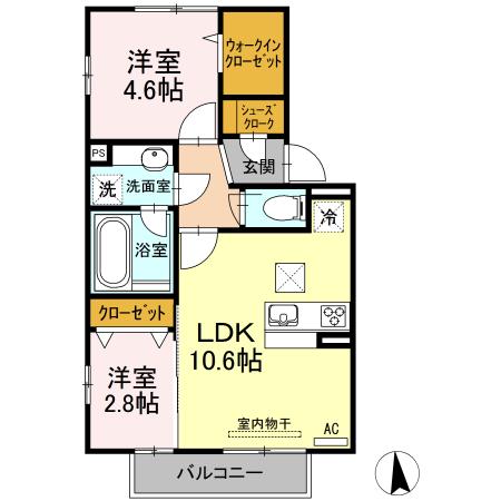 スマイルエイト(2LDK/2階)の間取り写真