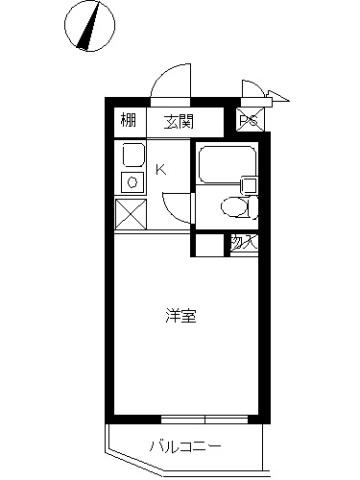 スカイコート千歳烏山第3(ワンルーム/1階)の間取り写真