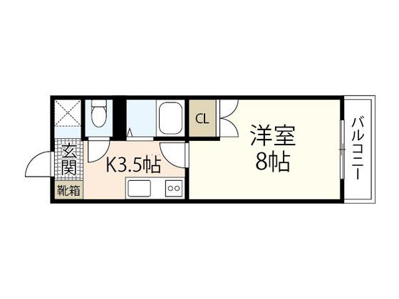 フラーリッシュ岡本(1K/2階)の間取り写真