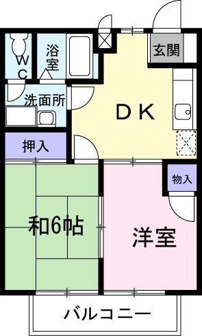 ダイヤヒルズB(2DK/2階)の間取り写真