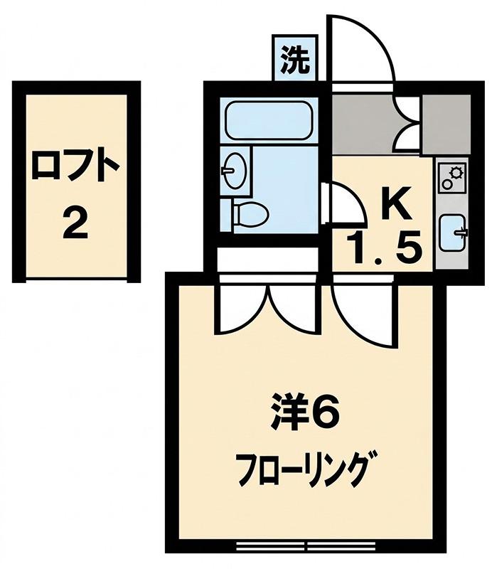 センチュリーパレス上大岡(1K/2階)の間取り写真