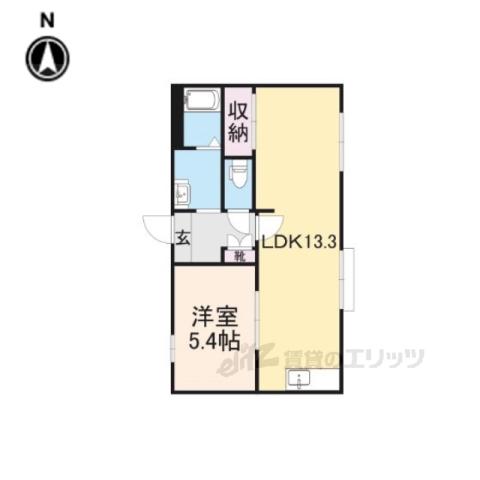 エクセルハイツB棟(1LDK/1階)の間取り写真