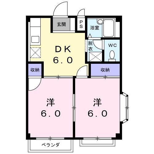 サニーコーポM(2DK/2階)の間取り写真